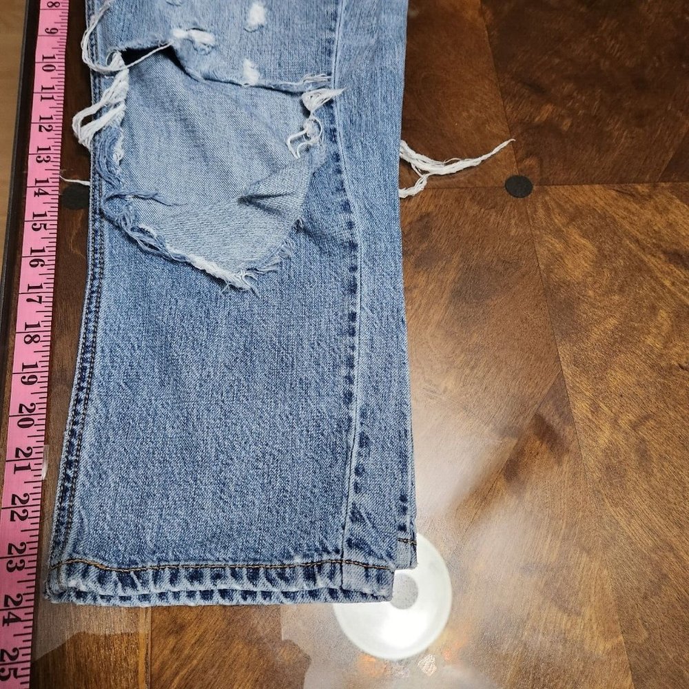 Kancan Pants Womens 7 / 27 Denim Jeans Distressed Bobbie High Rise Straight Crop - Picture 13 of 15